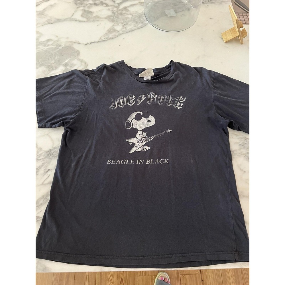 SNOOPY Vintage JOE Rock Beagle In Black Peanuts T-Shirt CHAS‎ SCHULZ Changes XL